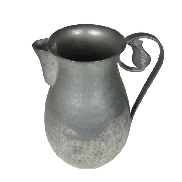 Buenilum Pewter Pitcher Flower Handle 8.25 inches Metal Home Decor DENTS - Picture 2 of 10